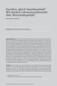 Familien- gleich Staatshaushalt? Wie denken Lehramtsstudierende über Wirtschaftspolitik?
