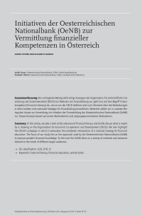 Initiativen der Oesterreichischen Nationalbank (OeNB) zur Vermittlung finanzieller Kompetenzen in Österreich
