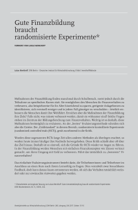 Gute Finanzbildung braucht randomisierte Experimente