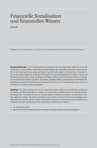 Finanzielle Sozialisation und finanzielles Wissen