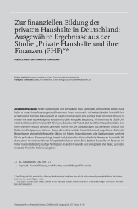 Zur finanziellen Bildung der privaten Haushalte in Deutschland: Ausgewählte Ergebnisse aus der Studie „Private Haushalte und ihre Finanzen (PHF)“