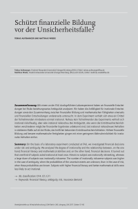 Schützt finanzielle Bildung vor der Unsicherheitsfalle?