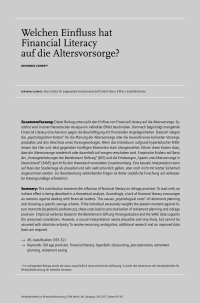 Welchen Einfluss hat Financial Literacy auf die Altersvorsorge?