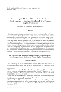Overcoming the Matthew Effect in Status Dominated Environments – a Configurational Analysis of Venture Capital Investments