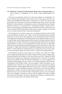 Reinhard C. Heinisch / Christina Holtz-Bacha / Oscar Mazzoleni (Hg.): Political
Populism