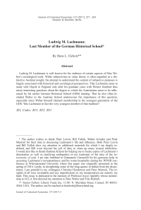 Ludwig M. Lachmann: Last Member of the German Historical School