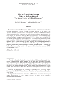 Bringing Schmoller to America: Notes on the Translation of „The Idea of Justice in Political Economy"
