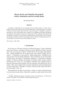 Hayek, Rawls, and Schmoller Reconciled? Justice, Institutions and the Invisible Hand