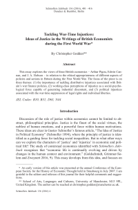 Tackling War-Time Injustices: Ideas of Justice in the Writings of British Economists during the First World War