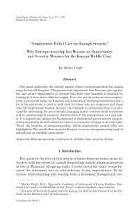 “Employment Didn’t Give me Enough Security”. Why Entrepreneurship has Become an Opportunity and Security Measure for the Kenyan Middle Class