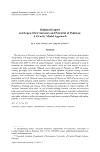 Bilateral Export and Import Determinants and Potential of Pakistan: A Gravity Model Approach