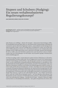 Stupsen und Schubsen (Nudging): Ein neues verhaltensbasiertes Regulierungskonzept?