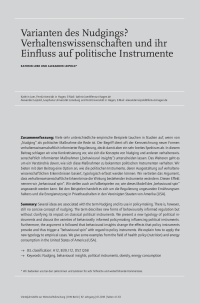 Varianten des Nudgings? Verhaltenswissenschaften und ihr Einfluss auf politische Instrumente