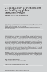 Global Nudging als Politikkonzept zur Bewältigung globaler Herausforderungen
