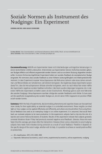 Soziale Normen als Instrument des Nudgings: Ein Experiment
