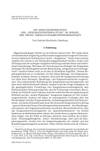 Die Herausforderungen der “Integrationsverwaltung“ im Spiegel der neuen Verwaltungsrechtswissenschaft