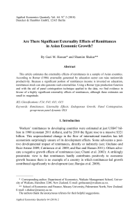 Are There Significant Externality Effects of Remittances in Asian Economic Growth?