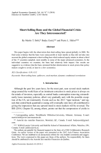 Short-Selling Bans and the Global Financial Crisis: Are They Interconnected?