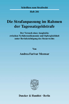 Die Strafanpassung im Rahmen der Tagessatzgeldstrafe Die Strafanpassung im Rahmen der Tagessatzgeldstrafe