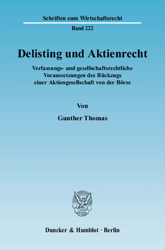 Delisting und Aktienrecht Delisting und Aktienrecht