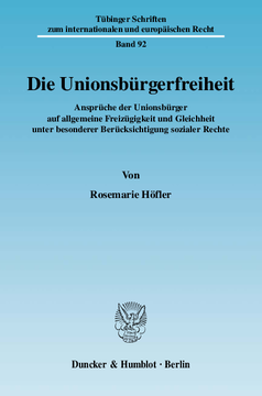 Die Unionsbürgerfreiheit Die Unionsbürgerfreiheit