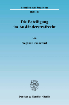Die Beteiligung im Ausländerstrafrecht Die Beteiligung im Ausländerstrafrecht