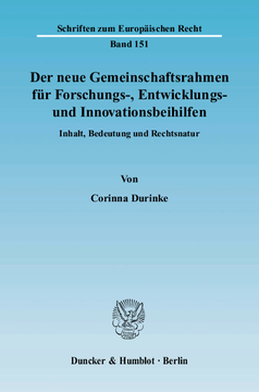 Der neue Gemeinschaftsrahmen für Forschungs-, Entwicklungs- und Innovationsbeihilfen Der neue Gemeinschaftsrahmen für Forschungs-, Entwicklungs- und Innovationsbeihilfen
