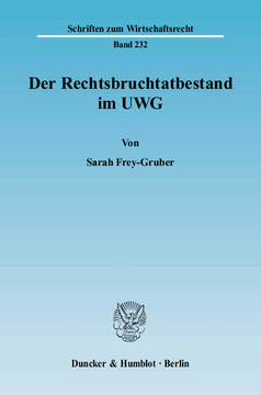 Der Rechtsbruchtatbestand im UWG Der Rechtsbruchtatbestand im UWG