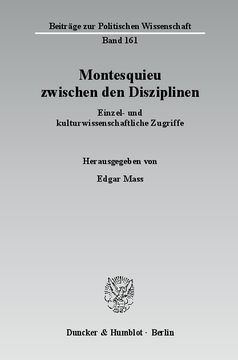 Montesquieu zwischen den Disziplinen Montesquieu zwischen den Disziplinen
