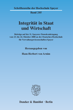 Integrität in Staat und Wirtschaft Integrität in Staat und Wirtschaft