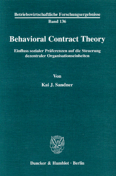 Behavioral Contract Theory Behavioral Contract Theory