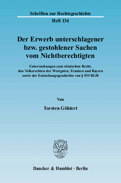 Der Erwerb unterschlagener bzw. gestohlener Sachen vom Nichtberechtigten Der Erwerb unterschlagener bzw. gestohlener Sachen vom Nichtberechtigten