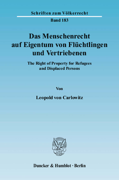 Das Menschenrecht auf Eigentum von Flüchtlingen und Vertriebenen Das Menschenrecht auf Eigentum von Flüchtlingen und Vertriebenen