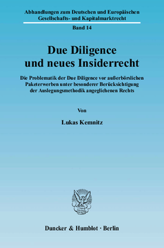 Due Diligence und neues Insiderrecht Due Diligence und neues Insiderrecht