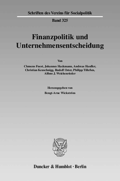 Finanzpolitik und Unternehmensentscheidung Finanzpolitik und Unternehmensentscheidung