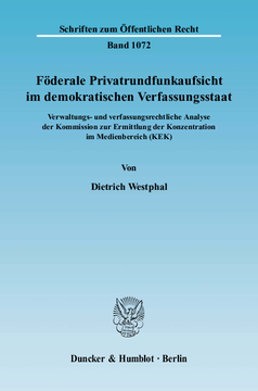 Föderale Privatrundfunkaufsicht im demokratischen Verfassungsstaat Föderale Privatrundfunkaufsicht im demokratischen Verfassungsstaat