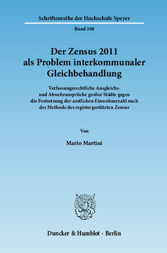 Der Zensus 2011 als Problem interkommunaler Gleichbehandlung Der Zensus 2011 als Problem interkommunaler Gleichbehandlung