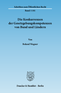 Die Konkurrenzen der Gesetzgebungskompetenzen von Bund und Ländern Die Konkurrenzen der Gesetzgebungskompetenzen von Bund und Ländern