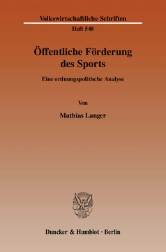 Öffentliche Förderung des Sports Öffentliche Förderung des Sports