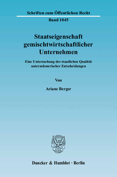 Staatseigenschaft gemischtwirtschaftlicher Unternehmen Staatseigenschaft gemischtwirtschaftlicher Unternehmen