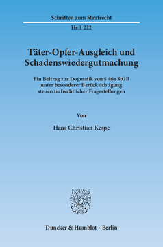 Täter-Opfer-Ausgleich und Schadenswiedergutmachung Täter-Opfer-Ausgleich und Schadenswiedergutmachung