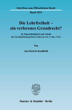 Die Lehrfreiheit - ein verlorenes Grundrecht? Die Lehrfreiheit - ein verlorenes Grundrecht?