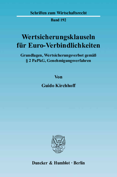 Wertsicherungsklauseln für Euro-Verbindlichkeiten Wertsicherungsklauseln für Euro-Verbindlichkeiten