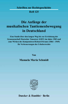 Die Anfänge der musikalischen Tantiemenbewegung in Deutschland Die Anfänge der musikalischen Tantiemenbewegung in Deutschland