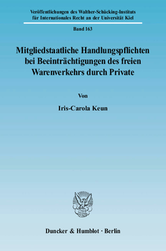 Mitgliedstaatliche Handlungspflichten bei Beeinträchtigungen des freien Warenverkehrs durch Private Mitgliedstaatliche Handlungspflichten bei Beeinträchtigungen des freien Warenverkehrs durch Private