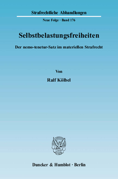 Selbstbelastungsfreiheiten Selbstbelastungsfreiheiten