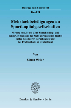 Mehrfachbeteiligungen an Sportkapitalgesellschaften Mehrfachbeteiligungen an Sportkapitalgesellschaften