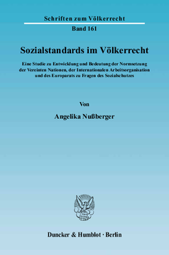 Sozialstandards im Völkerrecht Sozialstandards im Völkerrecht