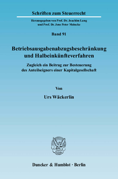 Betriebsausgabenabzugsbeschränkung und Halbeinkünfteverfahren Betriebsausgabenabzugsbeschränkung und Halbeinkünfteverfahren
