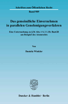 Das gemeindliche Einvernehmen in parallelen Genehmigungsverfahren Das gemeindliche Einvernehmen in parallelen Genehmigungsverfahren